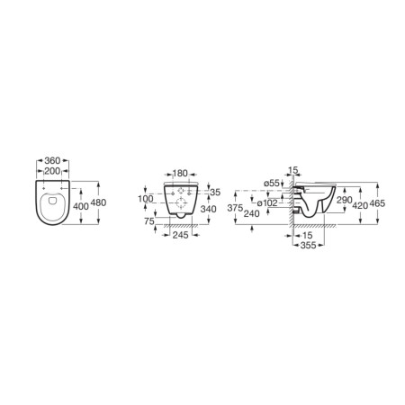 Roca Ona Compacto A34H689000 miska WC podwieszana Rimless z deską