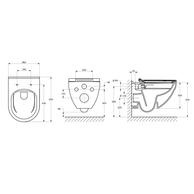 Roca Hebe A34H138000 miska WC podwieszana Rimless z deską SLIM