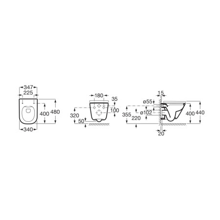Roca GAP Rimless Square Compacto A34H473000 miska WC z deską SLIM