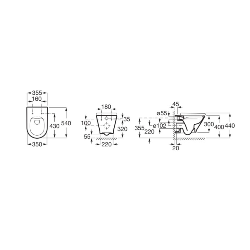 Roca GAP Rimless Round A34H0N8000 miska WC z deską SLIM