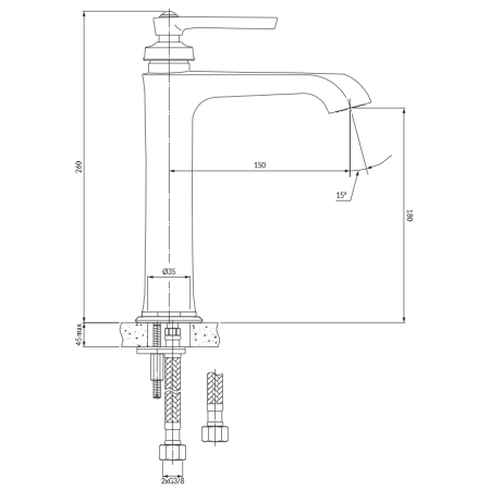 Omnires ARMANCE AM5212CR bateria umywalkowa wysoka 26 cm chrom