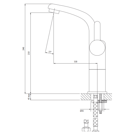 OMNIRES DARLING DA5012BL bateria umywalkowa wysoka 24 cm czarny półmat