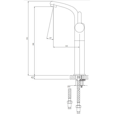 OMNIRES DARLING DA5013GL bateria umywalkowa wysoka 33 cm złoty połysk