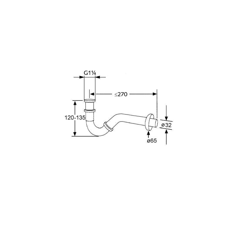 Syfon bidetowy rurowy chrom 1/4" x 32 mm KLUDI 103110500