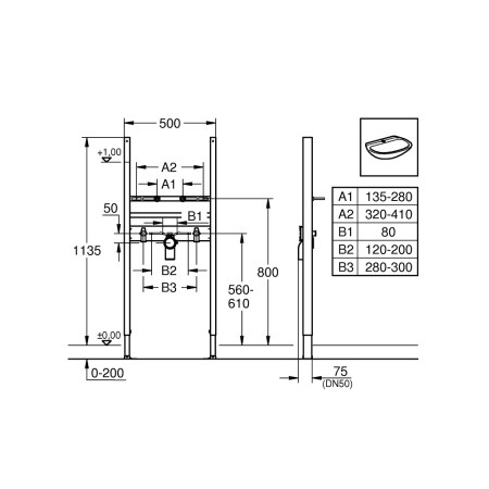 Grohe Rapid SL project Stelaż podtynkowy do umywalki 38731000